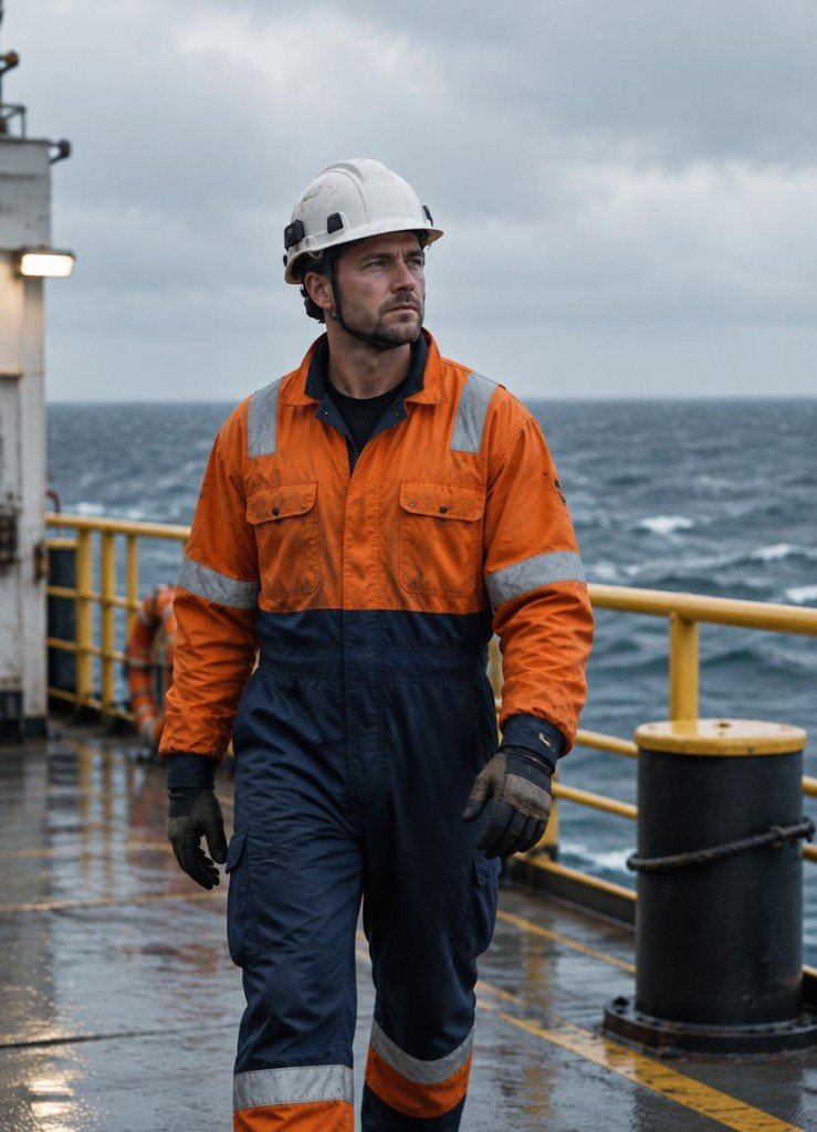 Profissional em uniforme offshore — imagem ilustrativa